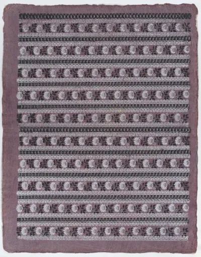 Sheet with ten borders with floral patterns on purple background