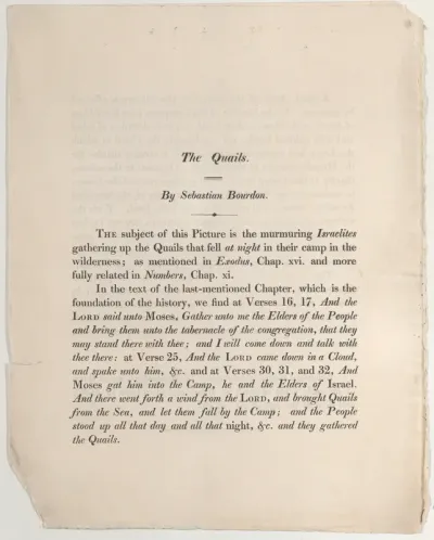 Sheet with "The Quails" by Sebastian Bourdon
