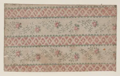 Sheet with two borders with floral and stripe designs