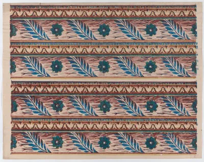 Sheet with two borders with flower and leaf designs