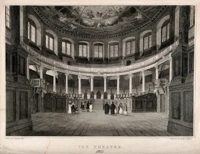 Sheldonian Theatre, Oxford: panoramic view of interior