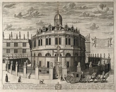 Sheldonian Theatre, Oxford: perspective view with the Bodleian Library