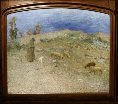 Shepherd and his sheep in the Causses