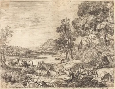 Shepherd and Shepherdess Conversing in a Landscape