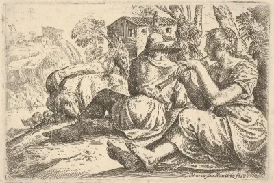 Shepherd and Shepherdess, Playing Flute