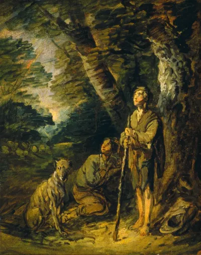 Shepherd Boys and Dog Sheltering from a Storm