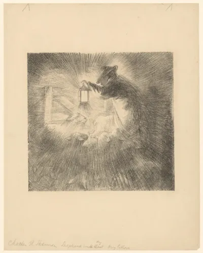 Shepherd in a mist
