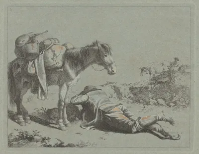 Shepherd in Repose near a Pack Horse