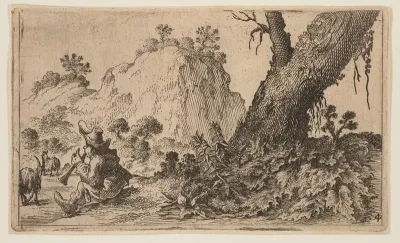 Shepherd Playing a Recorder to a Flock of Goats, from Twelve Landscapes
