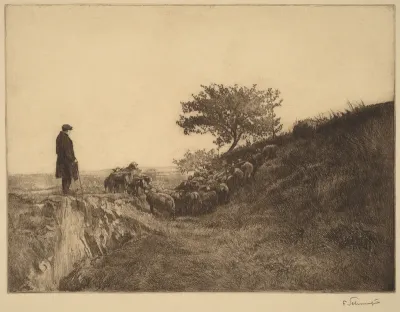 Shepherd with Flock