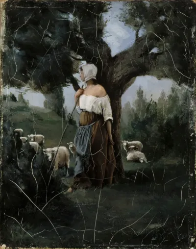 Shepherdess and Sheep