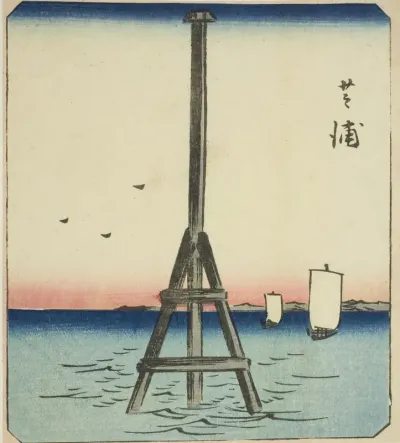Shibaura, section of a sheet from the series series "Cutout Pictures of Famous Places in Edo (Edo meisho harimaze zue)"