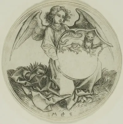 Shield with a Lion, Held by an Angel