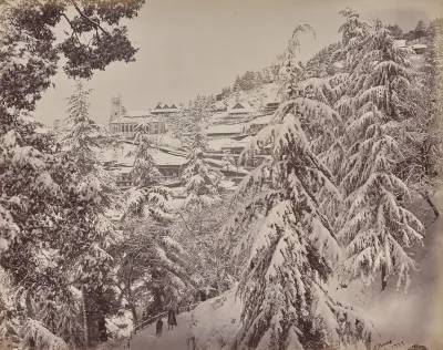 Shimla. View of the Church from Mount Jakko Looking West with Part of the Mall in Winter