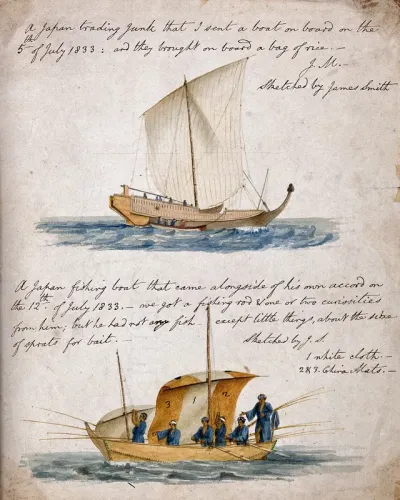 Ship-building: two types of Japanese boat