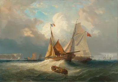 Shipping in a swell off the French coast