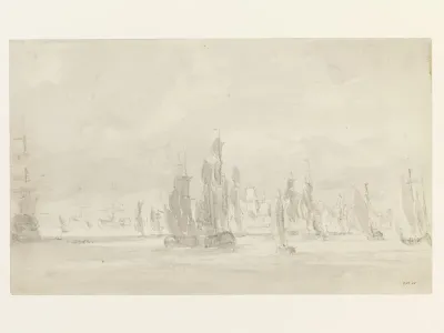 Shipping under a Cloudy Sky in the Thames