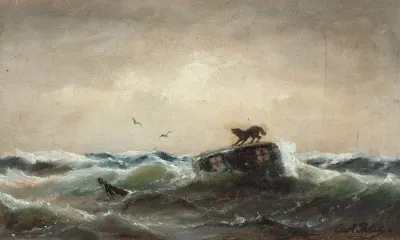 Shipwreck with a surviving dog