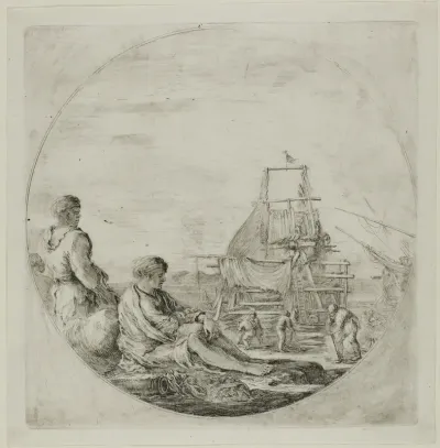 Shipyard with Two Sailors