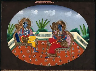 Shiva and Parvati playing Rudra veenas