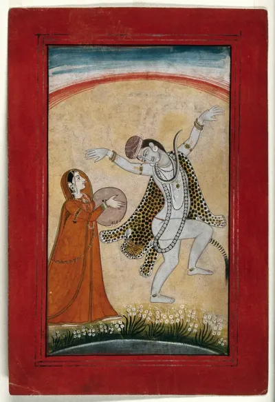 Shiva dances as Parvati plays the music