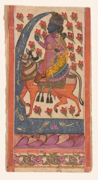 Shiva met Parvati op Nandi