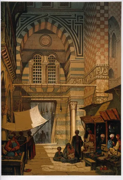 Shops of hashish merchants on a street in Cairo
