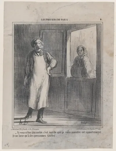 Si vous n'êtes pas noble..., from Les Portiers de Paris, published in Le Charivari, December 11, 1858