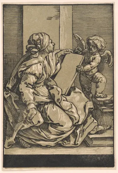 Sibyl Holding a Tablet with a Winged Putto
