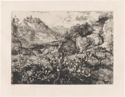 Siciliaans landschap met stad