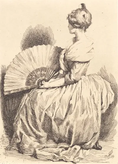 Siddende dame med vifte