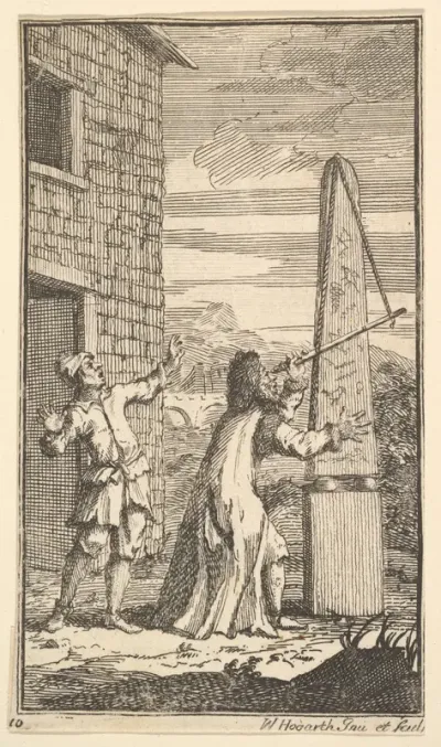 Sidrophel Examining the Kite Through His Telescope (Seventeen Small Illustrations for Samuel Butler's Hudibras, no. 10)