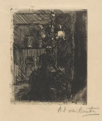 Sientje Mesdag-van Houten bij tafel