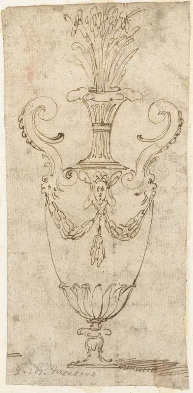 Siervaas met over de buik slingers en mascarons