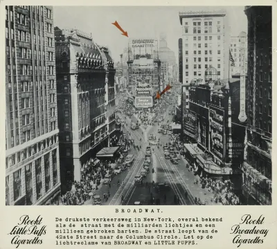 Sigarettenreclame op Broadway in New York