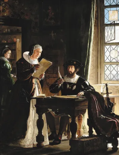 Sigbrit reviews the Customs records with King Christian II.