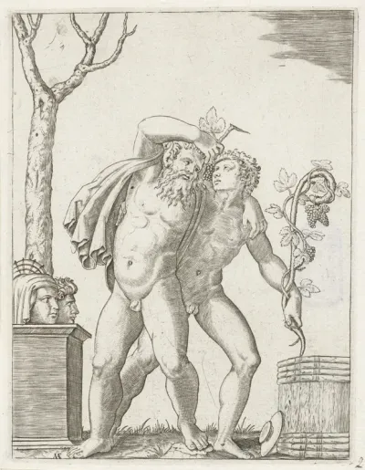 Silenus ondersteund door een jonge bacchant