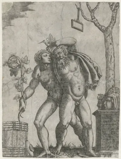 Silenus ondersteund door een jonge bacchant