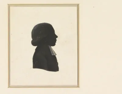 Silhouet van een jongen, naar rechts kijkend