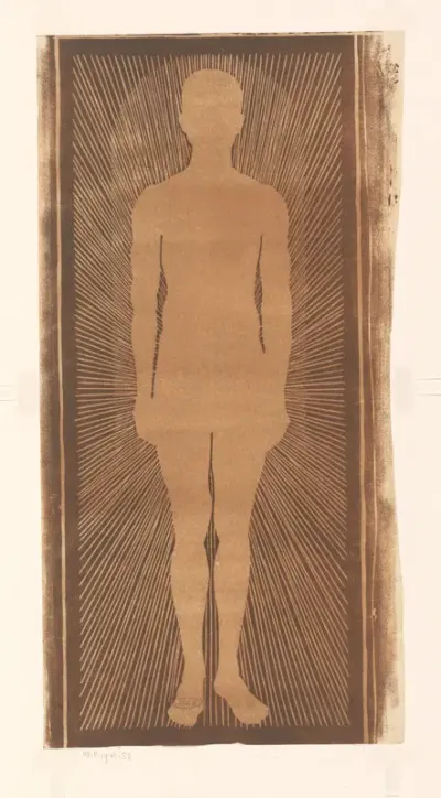 Silhouet van een man met stralen rondom