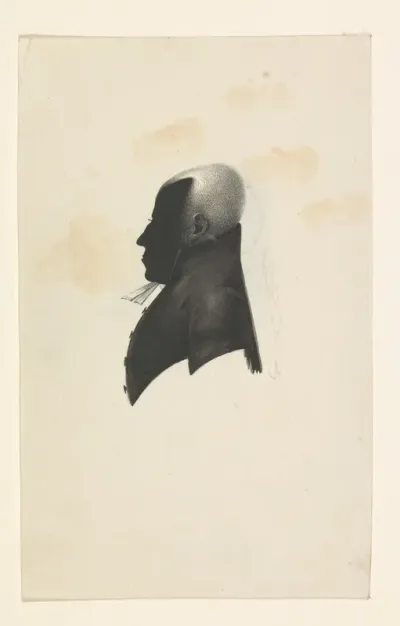 Silhouet van een man, naar links kijkend