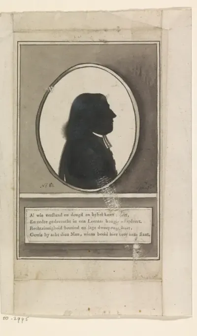 Silhouet van een man, naar rechts kijkend