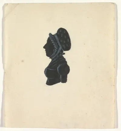 Silhouet van een vrouw, naar links kijkend