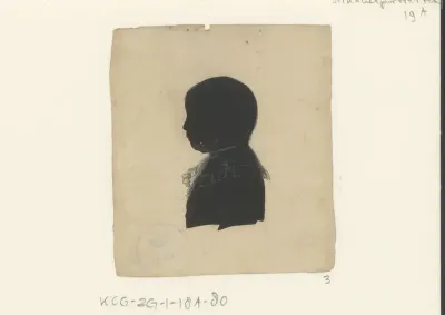 Silhouetportret van een onbekende jongen met kraag