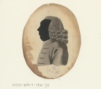 Silhouetportret van een onbekende man met pruik