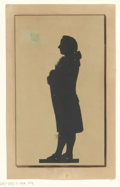 Silhouetportret van een onbekende staande man met gekruisde armen