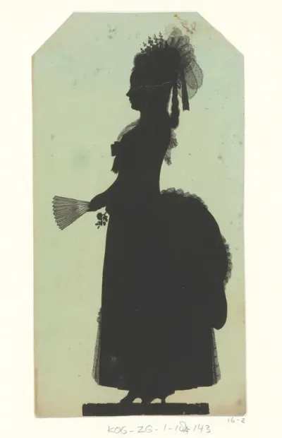 Silhouetportret van een onbekende staande vrouw