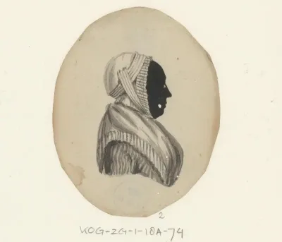 Silhouetportret van een onbekende vrouw in klederdracht