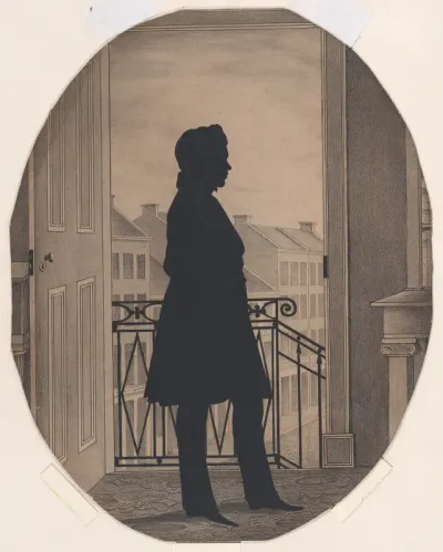 Silhouette of a Young Man Before an Open Window, Facing Right