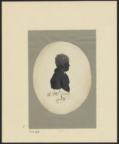 Silhouette portrait of G.N.C. Cabais, facing right